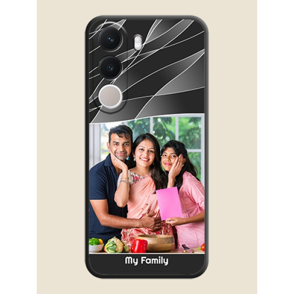 Mixed Wave Lines on Photo On Space Black Custom Soft Matte Mobile Back Cover - Realme C100x