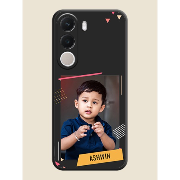 Photo Frame with Triangle Small Dots on Photo On Space Black Custom Soft Matte Mobile Back Cover - Realme C100x Photo Frame with Triangle Small Dots on Photo On Space Black Custom Soft Matte Mobile Back Cover - Realme C100x