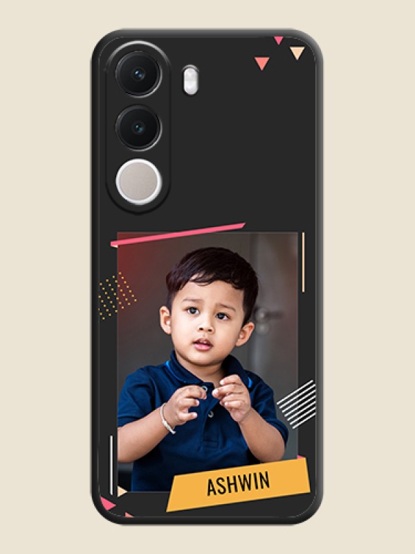Photo Frame with Triangle Small Dots on Photo On Space Black Custom Soft Matte Mobile Back Cover - Realme C100x