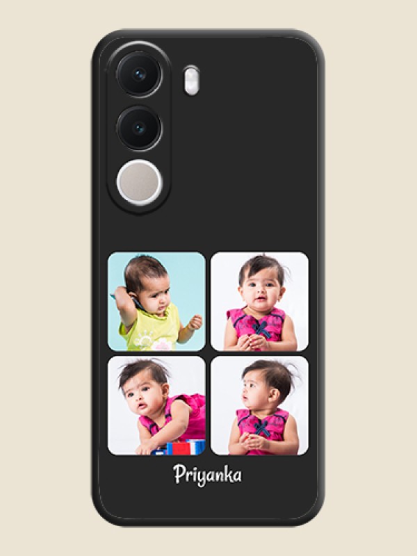 Floral Art with 6 Image Holder on Photo On Space Black Custom Soft Matte Mobile Back Cover - Realme C100x
