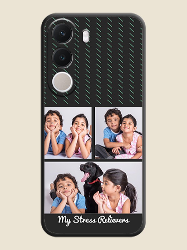 Cross Dotted Pattern with 2 Image Holder On Space Black Custom Soft Matte Mobile Back Cover - Realme C100x