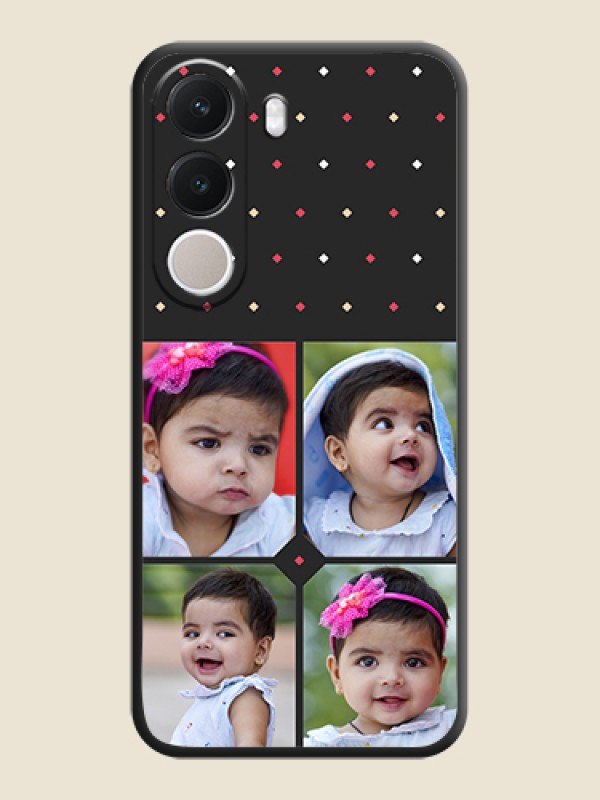 Multicolor Dotted Pattern with 4 Image Holder On Space Black Custom Soft Matte Mobile Back Cover - Realme C100x