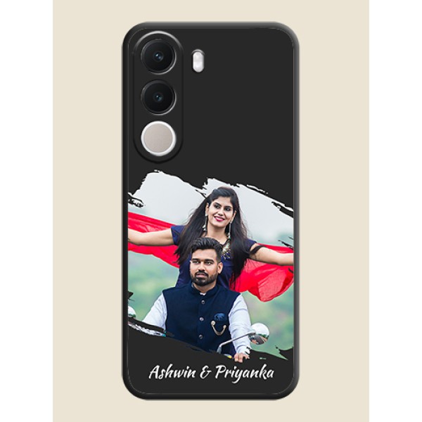 Grunge Brush Strokes on Photo On Space Black Custom Soft Matte Mobile Back Cover - Realme C100x Grunge Brush Strokes on Photo On Space Black Custom Soft Matte Mobile Back Cover - Realme C100x