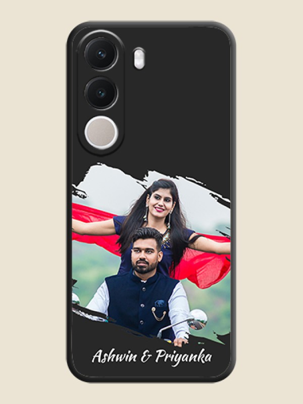 Grunge Brush Strokes on Photo On Space Black Custom Soft Matte Mobile Back Cover - Realme C100x