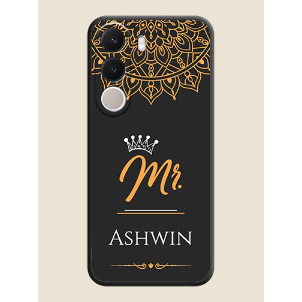 Mr Name with Floral Design On Space Black Custom Soft Matte Mobile Back Cover - Realme C100x Mr Name with Floral Design On Space Black Custom Soft Matte Mobile Back Cover - Realme C100x