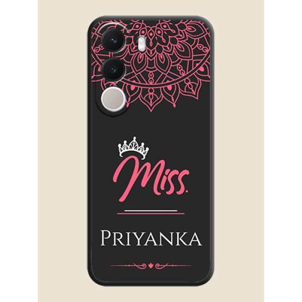 Mrs Name with Floral Design On Space Black Custom Soft Matte Mobile Back Cover - Realme C100x Mrs Name with Floral Design On Space Black Custom Soft Matte Mobile Back Cover - Realme C100x