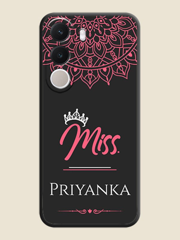 Mrs Name with Floral Design On Space Black Custom Soft Matte Mobile Back Cover - Realme C100x