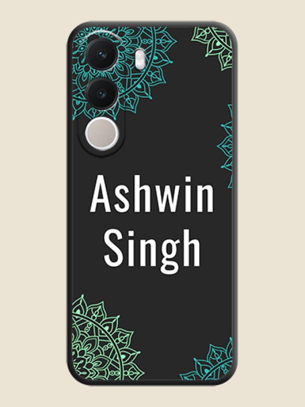 Your Name with Floral Design On Space Black Custom Soft Matte Mobile Back Cover - Realme C100x