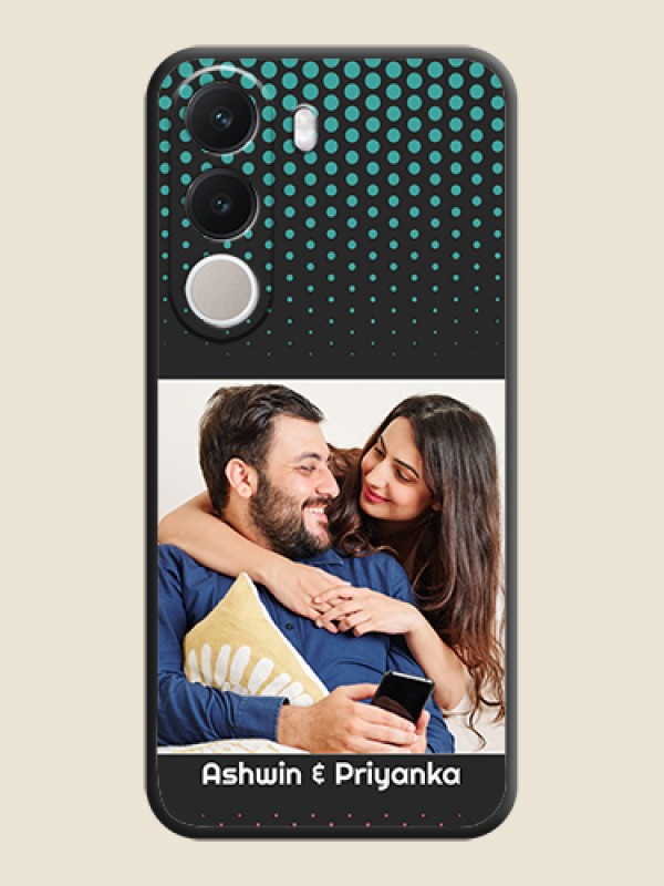 Faded Dots with Grunge Photo Frame and Text On Space Black Custom Soft Matte Mobile Back Cover - Realme C100x