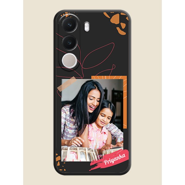 Orange Photo Frame On Space Black Custom Soft Matte Mobile Back Cover - Realme C100x Orange Photo Frame On Space Black Custom Soft Matte Mobile Back Cover - Realme C100x