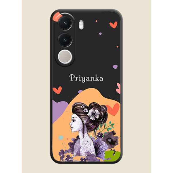 Namecase For Her With Fancy Lady Image On Space Black Custom Soft Matte Mobile Back Cover - Realme C100x Namecase For Her With Fancy Lady Image On Space Black Custom Soft Matte Mobile Back Cover - Realme C100x