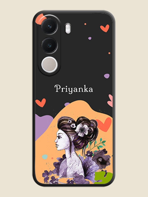 Namecase For Her With Fancy Lady Image On Space Black Custom Soft Matte Mobile Back Cover - Realme C100x