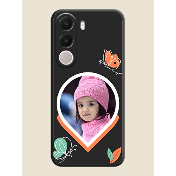 Upload Pic With Simple Butterly Design On Space Black Custom Soft Matte Mobile Back Cover - Realme C100x Upload Pic With Simple Butterly Design On Space Black Custom Soft Matte Mobile Back Cover - Realme C100x