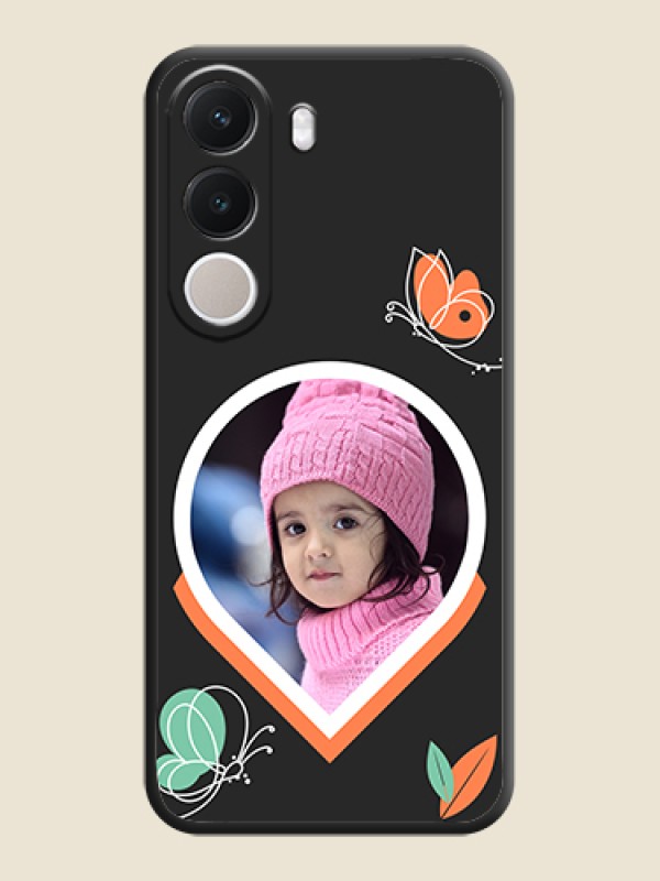 Upload Pic With Simple Butterly Design On Space Black Custom Soft Matte Mobile Back Cover - Realme C100x