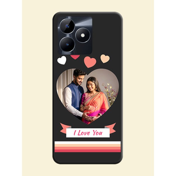 Love Shaped Photo with Colorful Stripes on Personalised Space Black Soft Matte Cases - Realme C53 Love Shaped Photo with Colorful Stripes on Personalised Space Black Soft Matte Cases - Realme C53