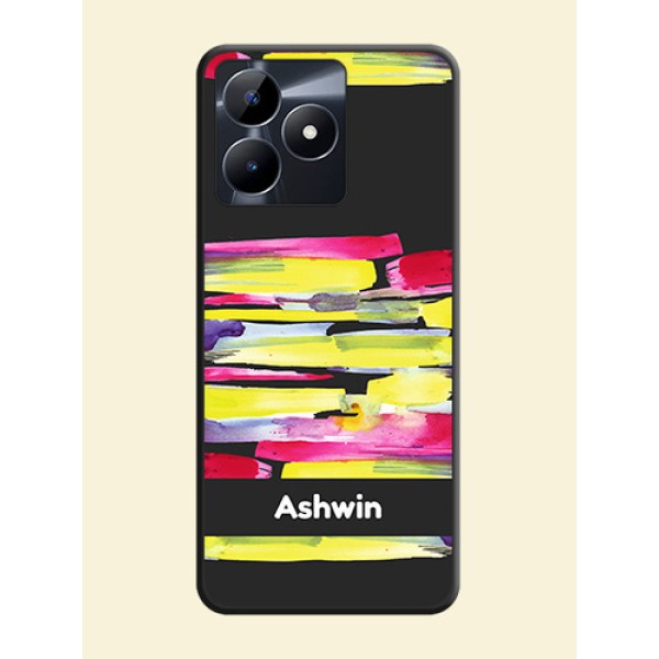 Brush Coloured on Space Black Personalized Soft Matte Phone Covers - Realme C53 Brush Coloured on Space Black Personalized Soft Matte Phone Covers - Realme C53