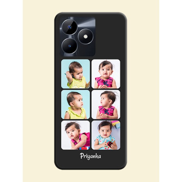 Floral Art with 6 Image Holder - Photo on Space Black Soft Matte Mobile Case - Realme C53 Floral Art with 6 Image Holder - Photo on Space Black Soft Matte Mobile Case - Realme C53