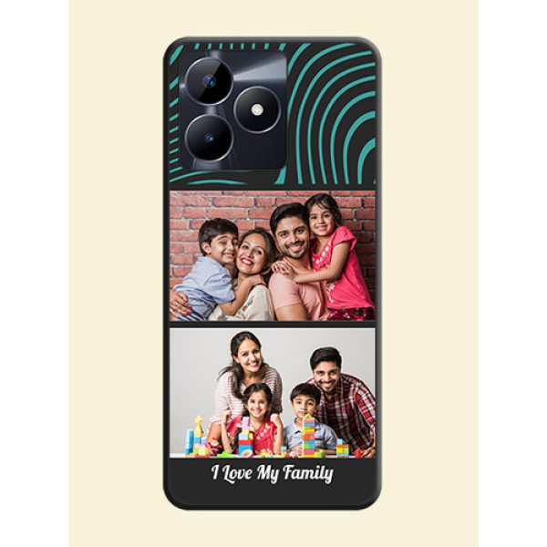 Wave Pattern with 2 Image Holder on Space Black Personalized Soft Matte Phone Covers - Realme C53 Wave Pattern with 2 Image Holder on Space Black Personalized Soft Matte Phone Covers - Realme C53