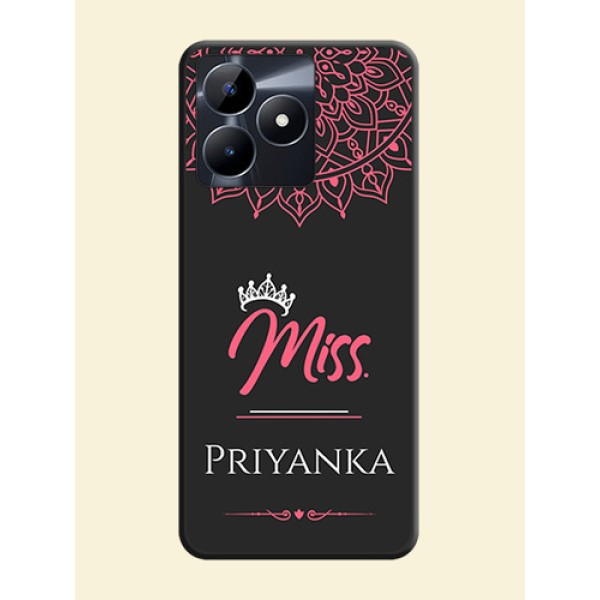 Mrs Name with Floral Design on Space Black Personalized Soft Matte Phone Covers - Realme C53 Mrs Name with Floral Design on Space Black Personalized Soft Matte Phone Covers - Realme C53