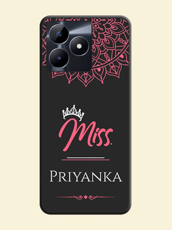 Mrs Name with Floral Design on Space Black Personalized Soft Matte Phone Covers - Realme C53