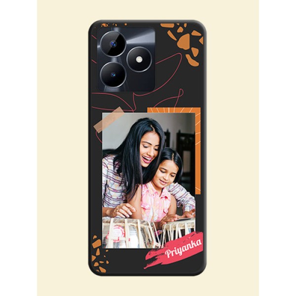 Orange Photo Frame on Space Black Custom Soft Matte Phone Back Cover - Realme C53 Orange Photo Frame on Space Black Custom Soft Matte Phone Back Cover - Realme C53