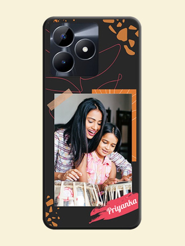 Orange Photo Frame on Space Black Custom Soft Matte Phone Back Cover - Realme C53
