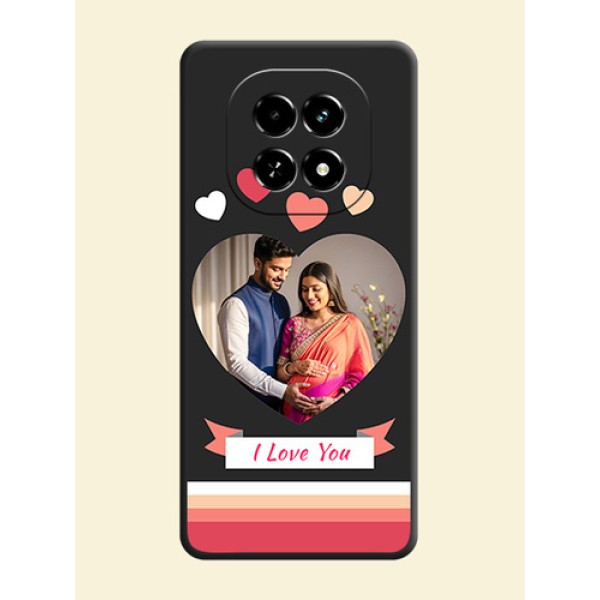 Love Shaped Photo with Colorful Stripes On Space Black Custom Soft Matte Mobile Back Cover - Realme C63 5G Love Shaped Photo with Colorful Stripes On Space Black Custom Soft Matte Mobile Back Cover - Realme C63 5G