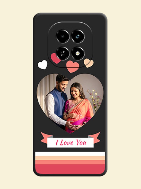 Love Shaped Photo with Colorful Stripes On Space Black Custom Soft Matte Mobile Back Cover - Realme C63 5G
