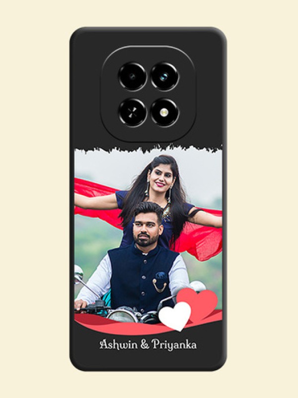 Pin Color Love Shaped Ribbon Design with Text On Space Black Custom Soft Matte Mobile Back Cover - Realme C63 5G