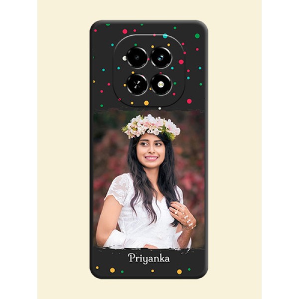 Multicolor Dotted Pattern with Text On Space Black Custom Soft Matte Mobile Back Cover - Realme C63 5G Multicolor Dotted Pattern with Text On Space Black Custom Soft Matte Mobile Back Cover - Realme C63 5G