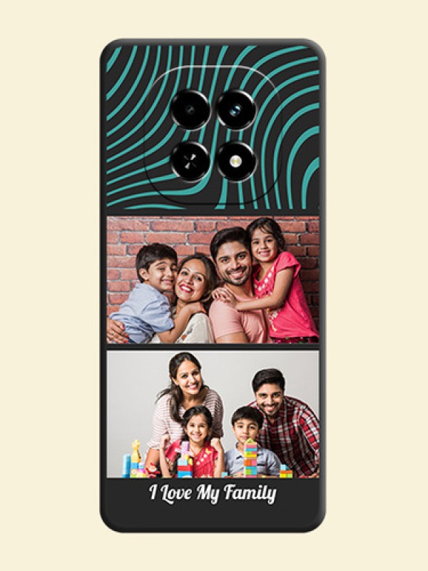 Wave Pattern with 2 Image Holder On Space Black Custom Soft Matte Mobile Back Cover - Realme C63 5G