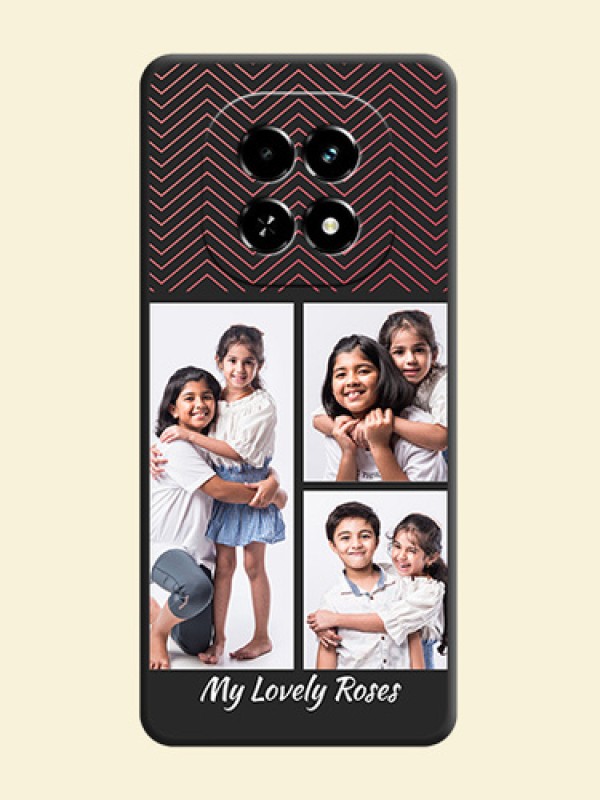 Wave Pattern with 3 Image Holder On Space Black Custom Soft Matte Mobile Back Cover - Realme C63 5G