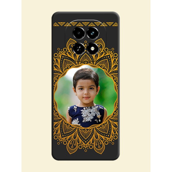 Round Image with Floral Design On Space Black Custom Soft Matte Mobile Back Cover - Realme C63 5G Round Image with Floral Design On Space Black Custom Soft Matte Mobile Back Cover - Realme C63 5G