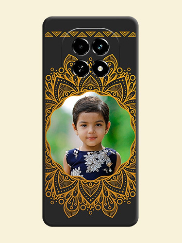 Round Image with Floral Design On Space Black Custom Soft Matte Mobile Back Cover - Realme C63 5G