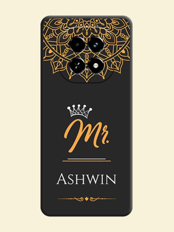 Mr Name with Floral Design On Space Black Custom Soft Matte Mobile Back Cover - Realme C63 5G