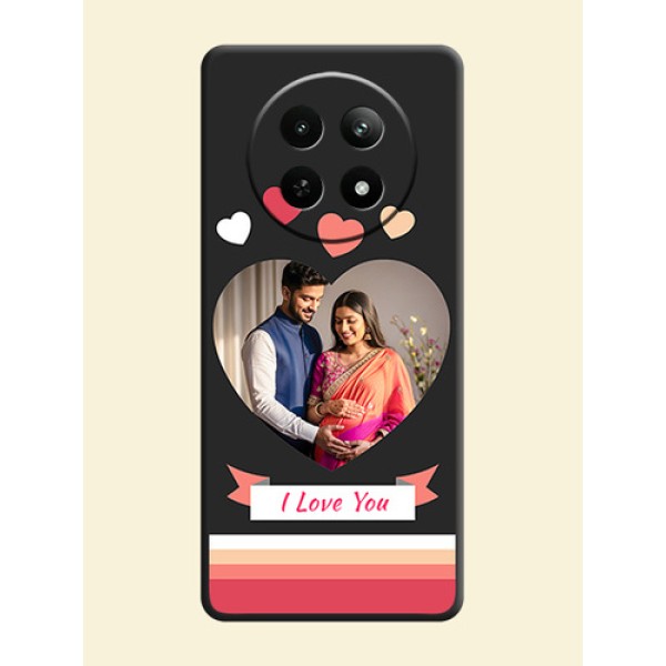 Love Shaped Photo with Colorful Stripes on Personalised Space Black Soft Matte Cases - Realme C65 5G Love Shaped Photo with Colorful Stripes on Personalised Space Black Soft Matte Cases - Realme C65 5G