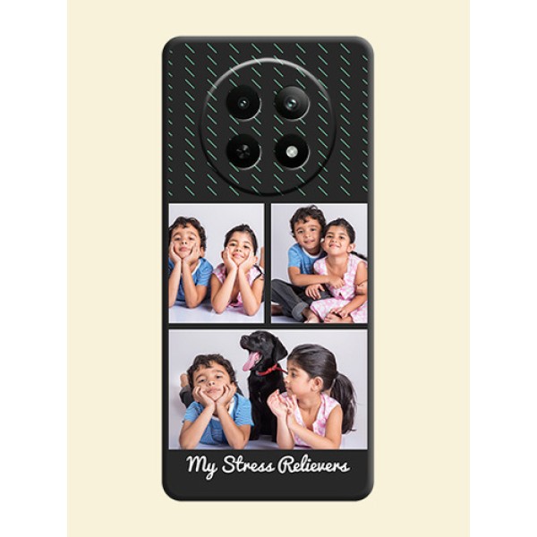 Cross Dotted Pattern with 2 Image Holder on Personalised Space Black Soft Matte Cases - Realme C65 5G Cross Dotted Pattern with 2 Image Holder on Personalised Space Black Soft Matte Cases - Realme C65 5G