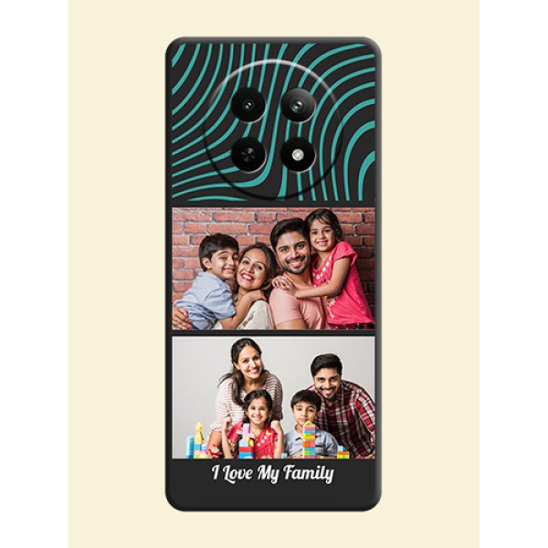 Wave Pattern with 2 Image Holder on Space Black Personalized Soft Matte Phone Covers - Realme C65 5G Wave Pattern with 2 Image Holder on Space Black Personalized Soft Matte Phone Covers - Realme C65 5G