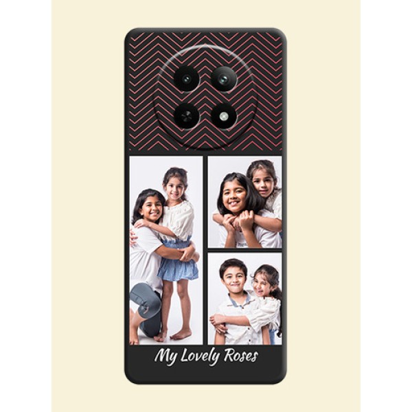 Wave Pattern with 3 Image Holder on Space Black Custom Soft Matte Back Cover - Realme C65 5G Wave Pattern with 3 Image Holder on Space Black Custom Soft Matte Back Cover - Realme C65 5G