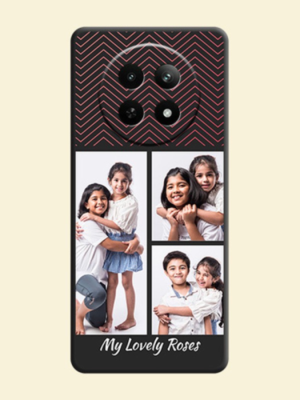 Wave Pattern with 3 Image Holder on Space Black Custom Soft Matte Back Cover - Realme C65 5G