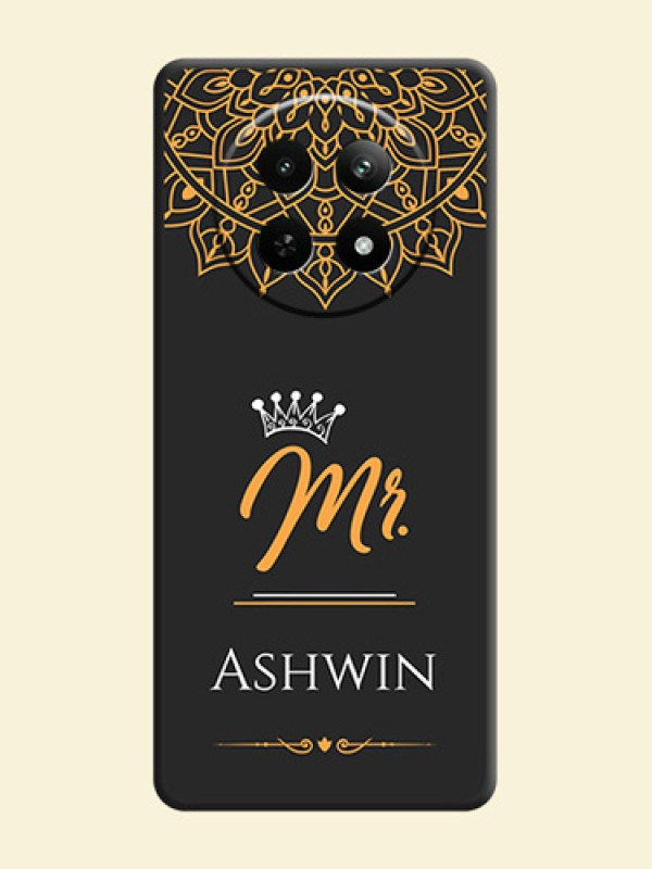 Mr Name with Floral Design on Personalised Space Black Soft Matte Cases - Realme C65 5G