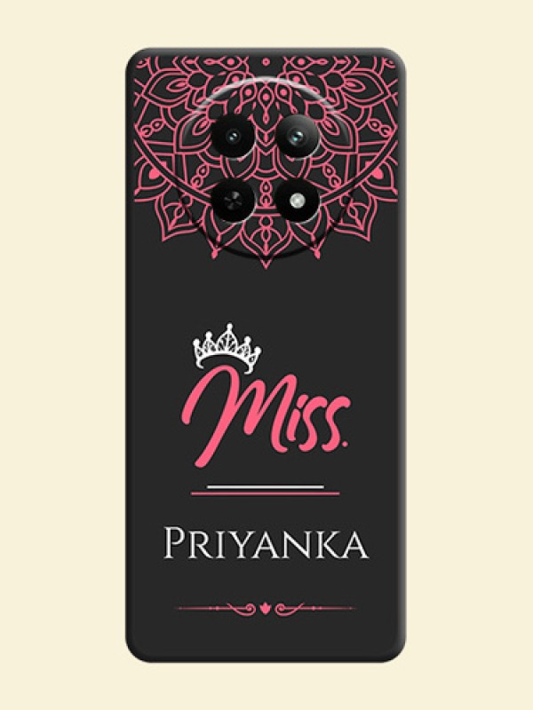 Mrs Name with Floral Design on Space Black Personalized Soft Matte Phone Covers - Realme C65 5G