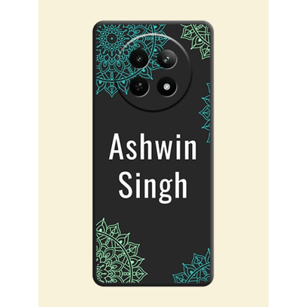 Your Name with Floral Design on Space Black Custom Soft Matte Back Cover - Realme C65 5G Your Name with Floral Design on Space Black Custom Soft Matte Back Cover - Realme C65 5G