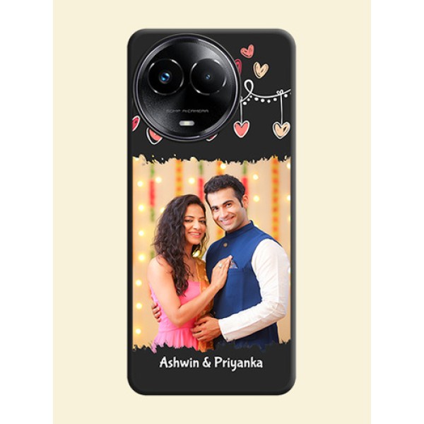 Pink Love Hangings with Name on Space Black Custom Soft Matte Phone Cases - Realme C67 5G Pink Love Hangings with Name on Space Black Custom Soft Matte Phone Cases - Realme C67 5G