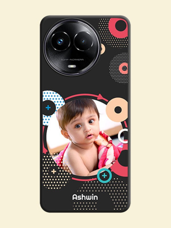 Multicoloured Round Image on Personalised Space Black Soft Matte Cases - Realme C67 5G