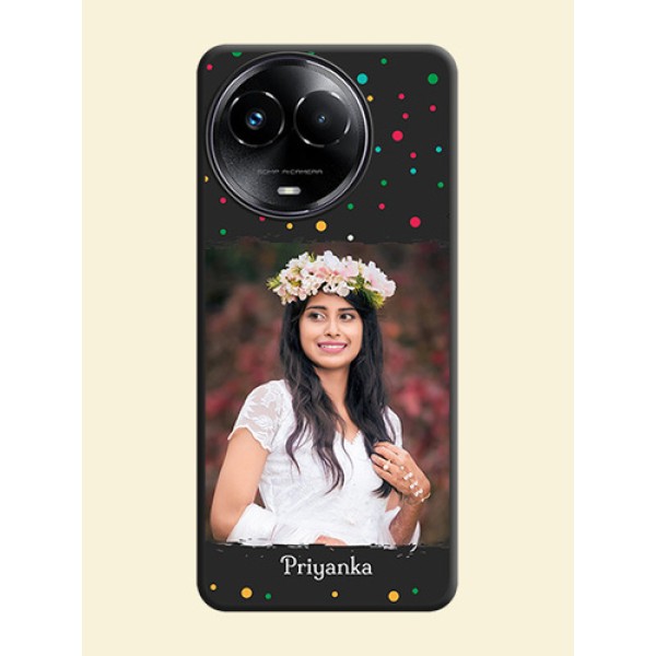 Multicolor Dotted Pattern with Text on Space Black Custom Soft Matte Phone Back Cover - Realme C67 5G Multicolor Dotted Pattern with Text on Space Black Custom Soft Matte Phone Back Cover - Realme C67 5G