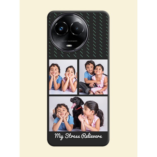 Cross Dotted Pattern with 2 Image Holder on Personalised Space Black Soft Matte Cases - Realme C67 5G Cross Dotted Pattern with 2 Image Holder on Personalised Space Black Soft Matte Cases - Realme C67 5G