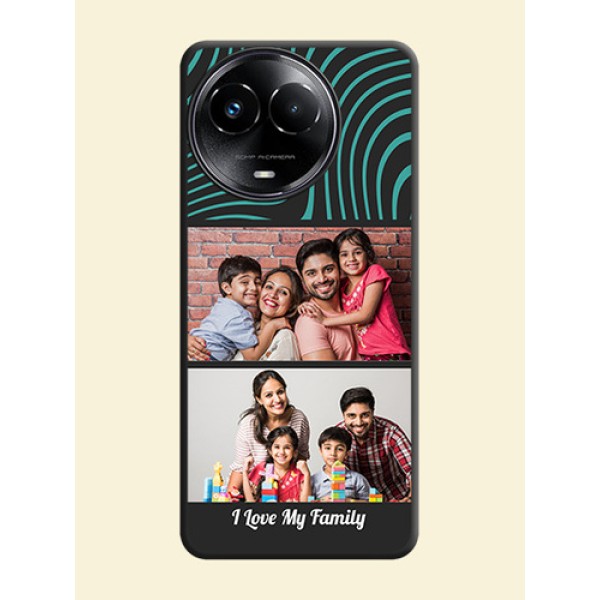 Wave Pattern with 2 Image Holder on Space Black Personalized Soft Matte Phone Covers - Realme C67 5G Wave Pattern with 2 Image Holder on Space Black Personalized Soft Matte Phone Covers - Realme C67 5G