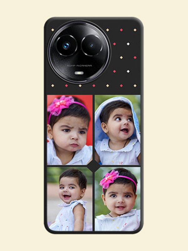 Multicolor Dotted Pattern with 4 Image Holder on Space Black Custom Soft Matte Phone Cases - Realme C67 5G