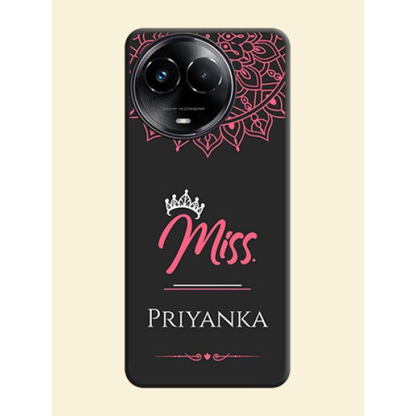 Mrs Name with Floral Design on Space Black Personalized Soft Matte Phone Covers - Realme C67 5G Mrs Name with Floral Design on Space Black Personalized Soft Matte Phone Covers - Realme C67 5G